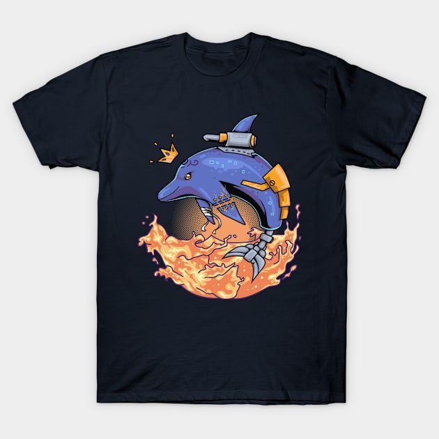 Cute Cyborg Dolphin T-Shirt by vectorheroes